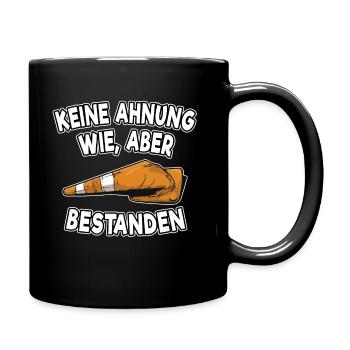 KFZ Auto Führerschein Prüfung bestanden Motorrad - Tasse einfarbig - Schwarz - Rechts