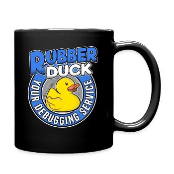 Funny Rubber Duck Debugging Service Coder Gift - Full Colour Mug - black - Right
