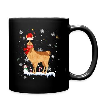 Cooles Alpaka Lama Weihnachten Deko Schneeflocken - Tasse einfarbig - Schwarz - Rechts