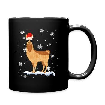 Cooles Alpaka Lama Weihnachten Deko Schneeflocken - Tasse einfarbig - Schwarz - Rechts
