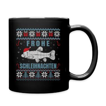 Frohe Schleihnachten Angler Fischer Weihnachten - Tasse einfarbig - Schwarz - Rechts