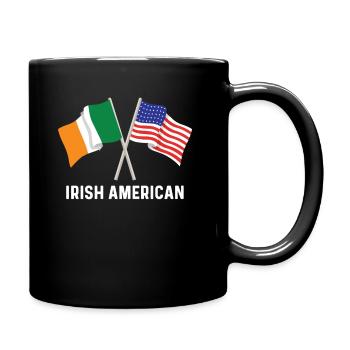 Ireland USA flags for Irish American - Full Colour Mug - black - Right
