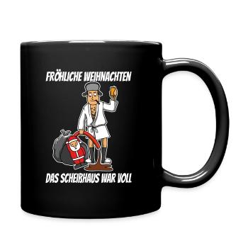 Schöne Bescherung - Frohe Weihnachten - Tasse einfarbig - Schwarz - Rechts