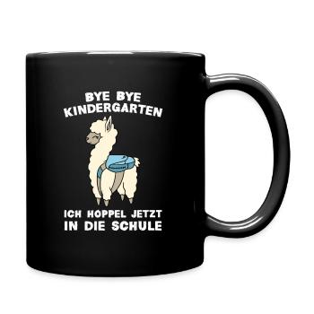 Bye Bye Kindergarten Schulkind Lama Alpaka - Tasse einfarbig - Schwarz - Rechts