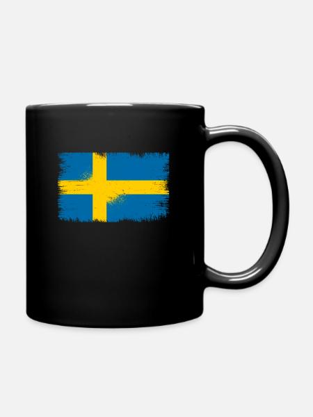 Schweden Flagge - Enfärgad mugg - svart