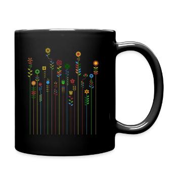 Süßes Retro Blumen Vintage Farben Muster Blume - Tasse einfarbig - Schwarz - Rechts