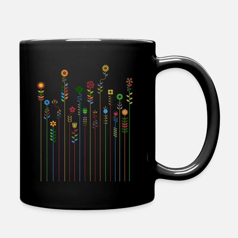 Süßes Retro Blumen Vintage Farben Muster Blume - Tasse einfarbig - Schwarz