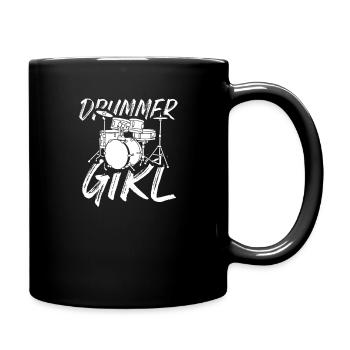Drummer girl drum kit design for percussionists - Full Colour Mug - black - Right