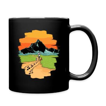 Mountains dog walking dog walk kids dog gift - Full Colour Mug - black - Right