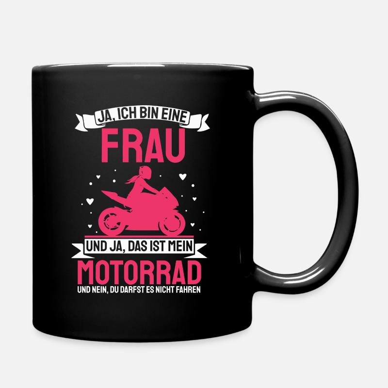Ja das ist mein Motorrad Bikerin Motorradfahrerin - Tasse einfarbig - Schwarz
