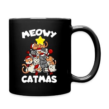 Cat Christmas Cats Tree Meowy Catmas Funny - Full Colour Mug - black - Right