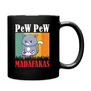 Gaming Cat Pew Pew - Tasse einfarbig - Schwarz - Rechts