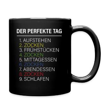 Der perfekte Tag Gamer - Tasse einfarbig - Schwarz - Rechts