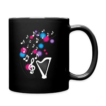 Harp Music Notes Design for Harp Musicians - Full Colour Mug - black - Right