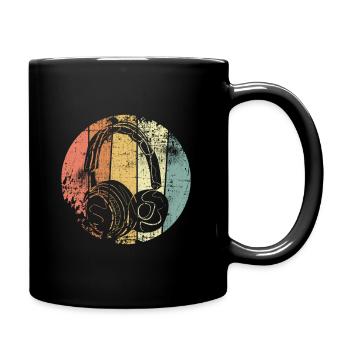 Casque musique vintage - Mug uni - noir - Droite