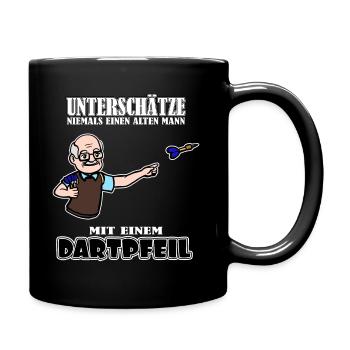 Dart alten Mann - Tasse einfarbig - Schwarz - Rechts