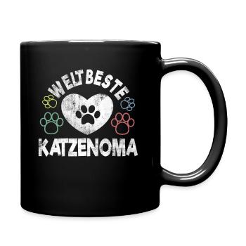 weltbeste Katzenoma Katzen Oma T-Shirt - Tasse einfarbig - Schwarz - Rechts