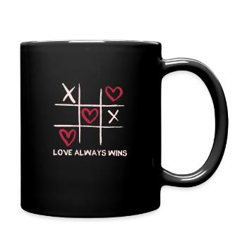 Liebe gewinnt immer - 3 gewinnt Design - Tasse einfarbig - Schwarz - Rechts