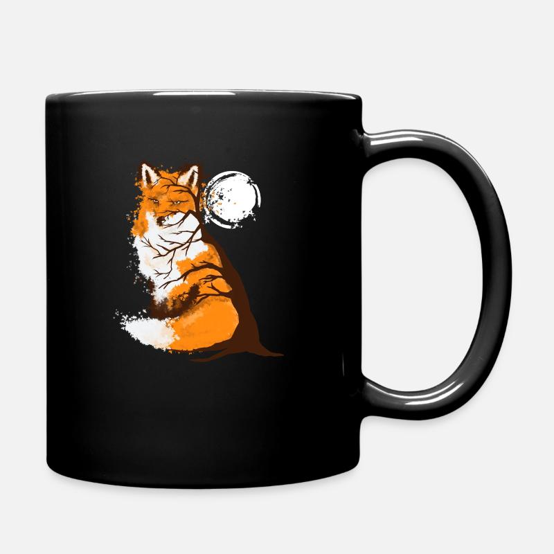 Red fox fall design for wildlife lovers - Full Colour Mug - black