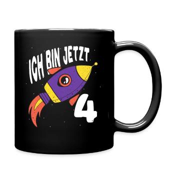 4. Geburtstag Shirt Rakete 4 Jahre Geschenk Sterne - Tasse einfarbig - Schwarz - Rechts