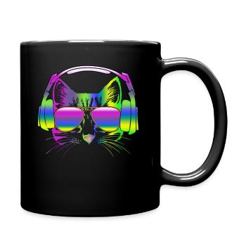 Dj Kitten Headphone - Tasse einfarbig - Schwarz - Rechts