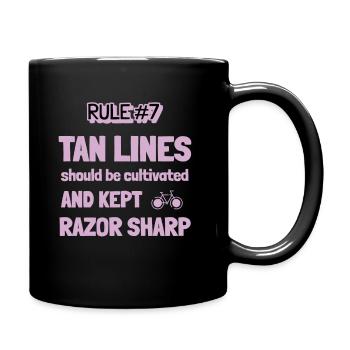 Cycling Rule #7 - Tan Lines kept razor sharp - Full Colour Mug - black - Right