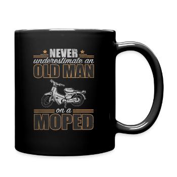 Old Man Underestimate On A Moped Mofa Grandpa Bicycle - Full Colour Mug - black - Right