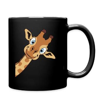 Giraffe niedliches Geschenk Giraffenkopf Tier Zoo - Tasse einfarbig - Schwarz - Rechts