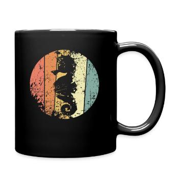 Seepferdchen retro - Tasse einfarbig - Schwarz - Rechts