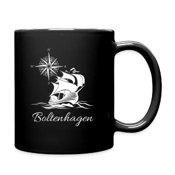 Boltenhagen Ostseebad Segelschiff Kompassrose Weiß - Tasse einfarbig - Schwarz - Rechts