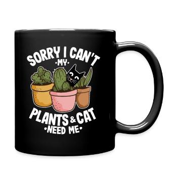 Sorry I Can't My Plants and Cat Need Me Gardening - Full Colour Mug - black - Right