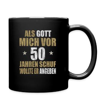 Geschenk 50. Geburtstag - Lustiger Spruch Männer - Tasse einfarbig - Schwarz - Rechts