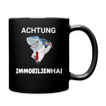 Achtung Immobilienhai - Tasse einfarbig - Schwarz - Rechts