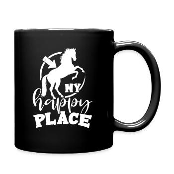 Pferd Reiter Reiten - Tasse einfarbig - Schwarz - Rechts
