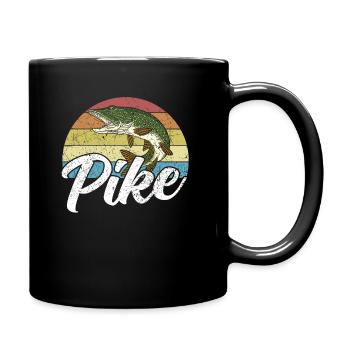 Angeln Hecht Raubfisch für Angler Retro Vintage - Tasse einfarbig - Schwarz - Rechts