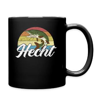 Angeln Hecht Raubfisch für Angler Retro Vintage - Tasse einfarbig - Schwarz - Rechts