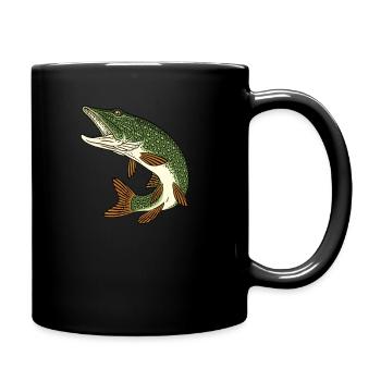 Angeln Hecht Raubfisch für Angler Graphic - Tasse einfarbig - Schwarz - Rechts