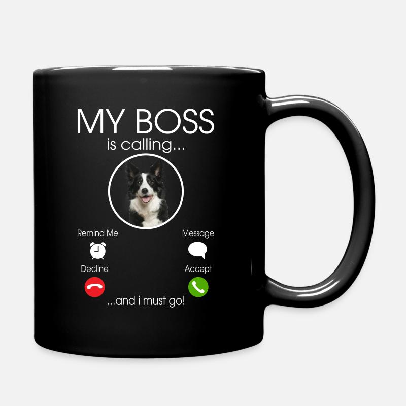 Border Collie my Boss - Full Colour Mug - black
