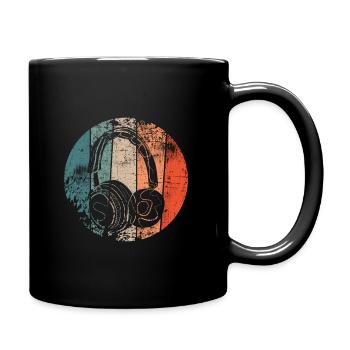 Casque musique rétro - Mug uni - noir - Droite