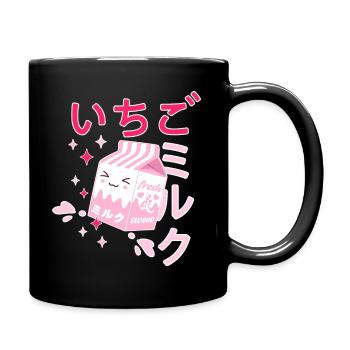 Lait fraise, Kawaii, Strawberry, Milk - Mug uni - noir - Droite