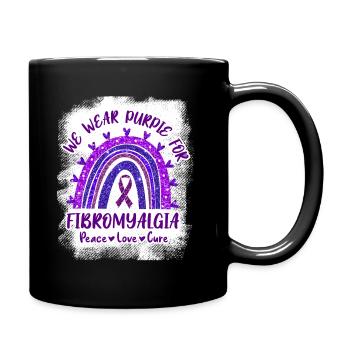 We Wear Purple For Fibromyalgia - Tasse einfarbig - Schwarz - Rechts