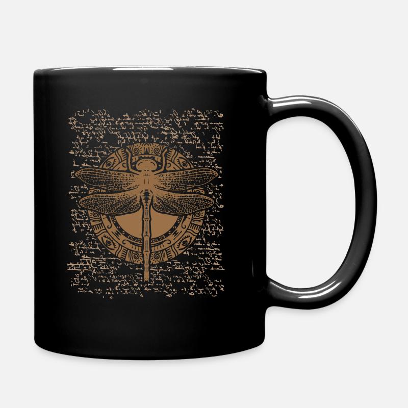 Ägypten Libelle Hieroglyphen Vintage Auge Anubis - Tasse einfarbig - Schwarz