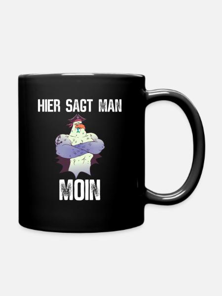 Hier sagt man Moin - Tasse einfarbig - Schwarz