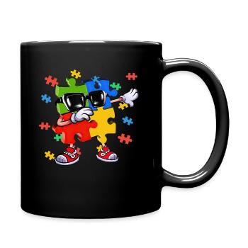 Dabbing Puzzle Piece - Full Colour Mug - black - Right