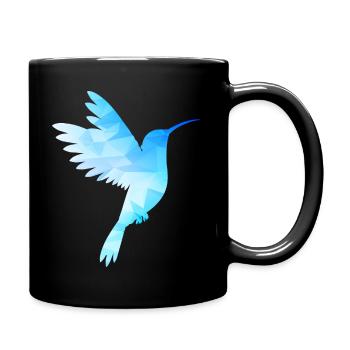 Kolibri weiß blau Vogel low poly fliegt exotisch - Tasse einfarbig - Schwarz - Rechts