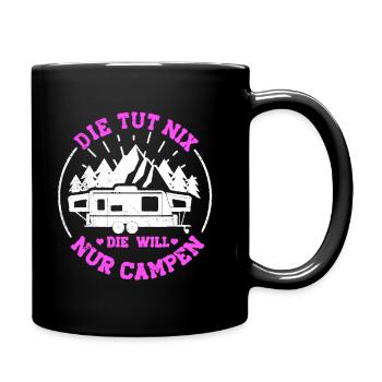 She doesn't do anything she just wants to camp Camping Womo Spruc - Full Colour Mug - black - Right