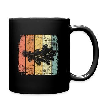 Eiche Blatt vintage - Tasse einfarbig - Schwarz - Rechts