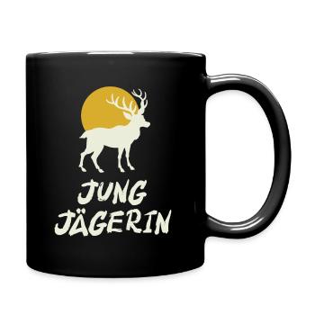 Jungjägerin Jungjäger Jägerin Jagd Papa Jungjäger - Tasse einfarbig - Schwarz - Rechts