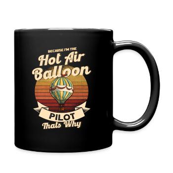 Ballonfahrer Retro Heißluftballon Geschenk - Tasse einfarbig - Schwarz - Rechts