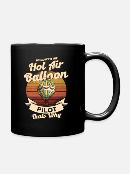 Ballonfahrer Retro Heißluftballon Geschenk - Tasse einfarbig - Schwarz